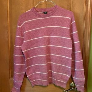 Robert Bruce rose and white striped wool sweater